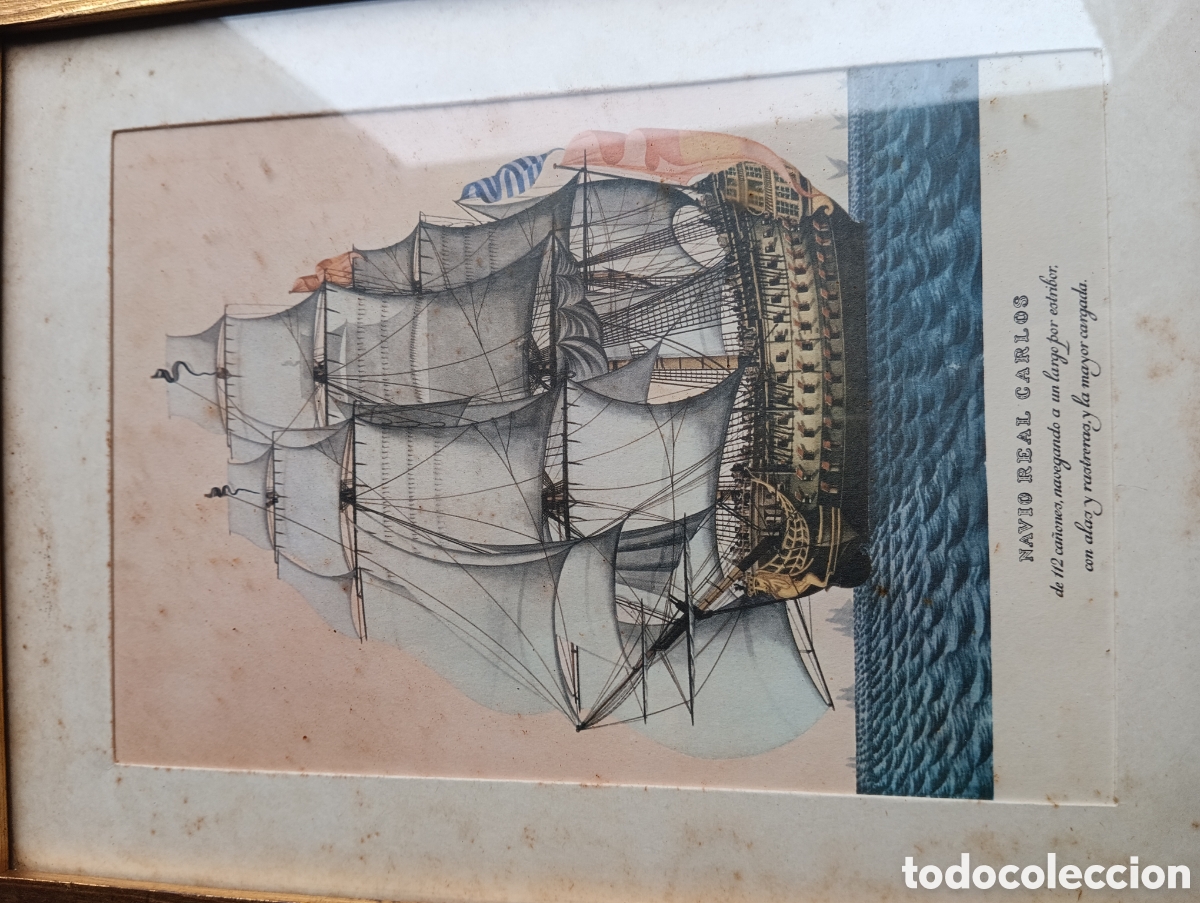 Antig&uuml;edades: MARCOS DORADOS CON LAMINAS DE BARCOS. - Foto 13