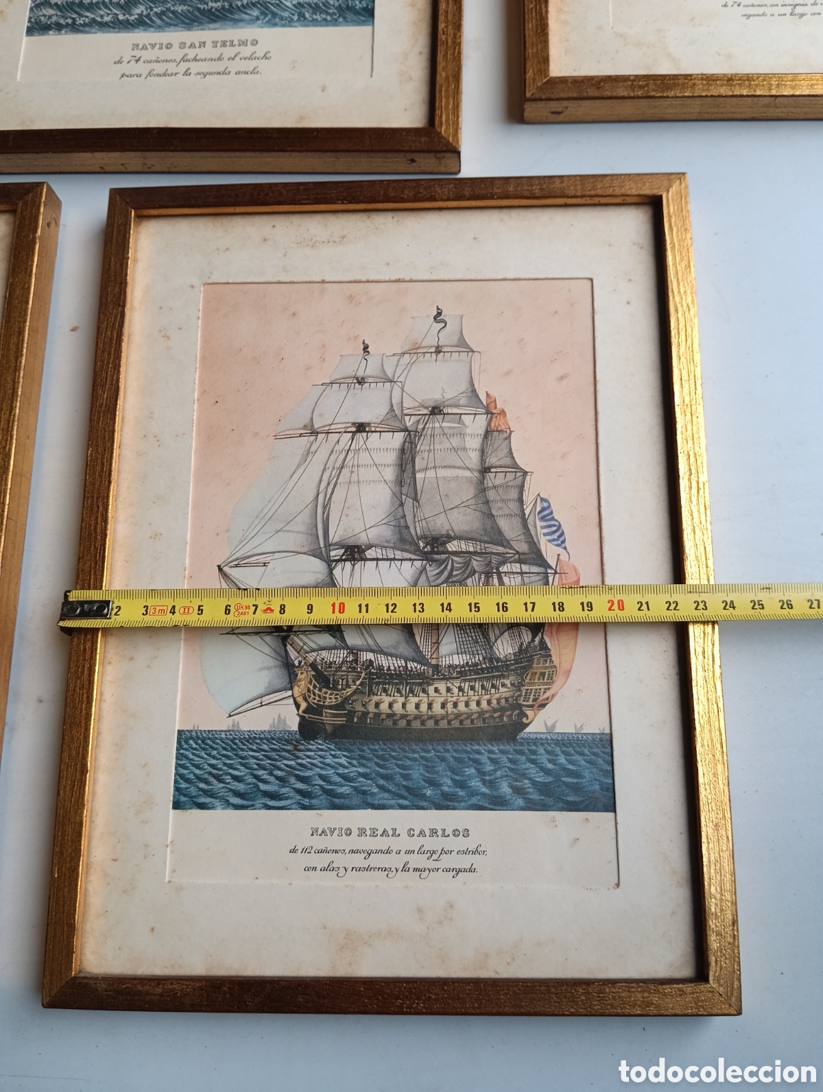 Antig&uuml;edades: MARCOS DORADOS CON LAMINAS DE BARCOS. - Foto 16