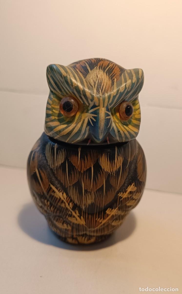 Antig&uuml;edades: BUHO DE MADERA EN DOS PIEZAS - Foto 1