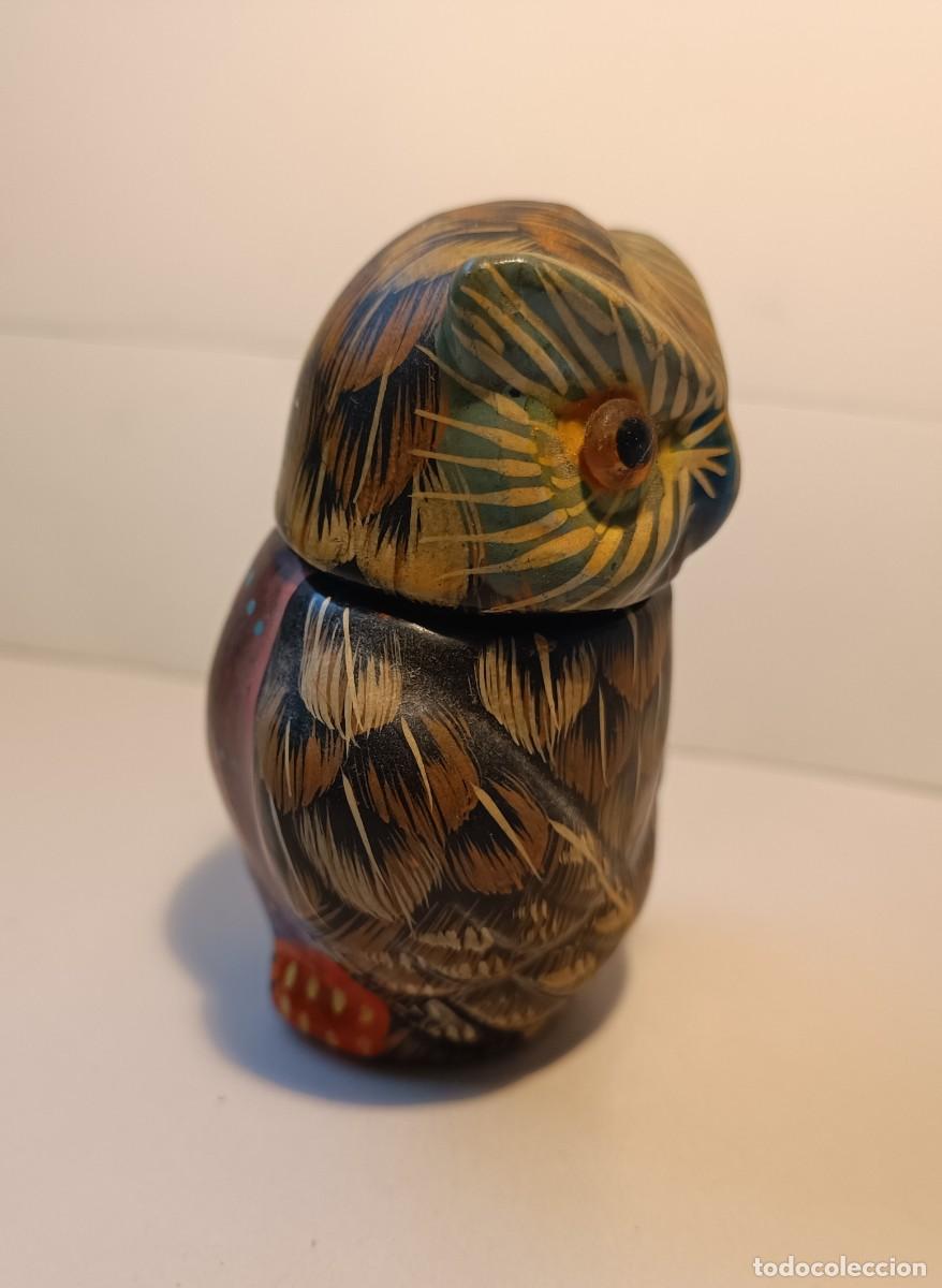 Antig&uuml;edades: BUHO DE MADERA EN DOS PIEZAS - Foto 2