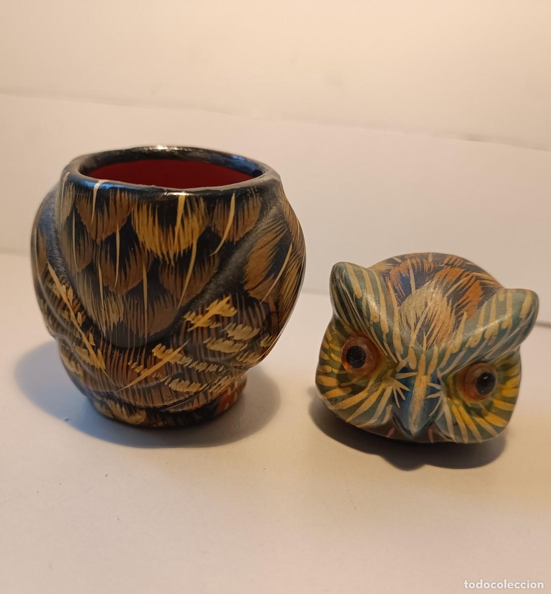Antig&uuml;edades: BUHO DE MADERA EN DOS PIEZAS - Foto 5
