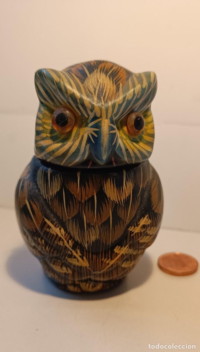 Antig&uuml;edades: BUHO DE MADERA EN DOS PIEZAS - Foto 7