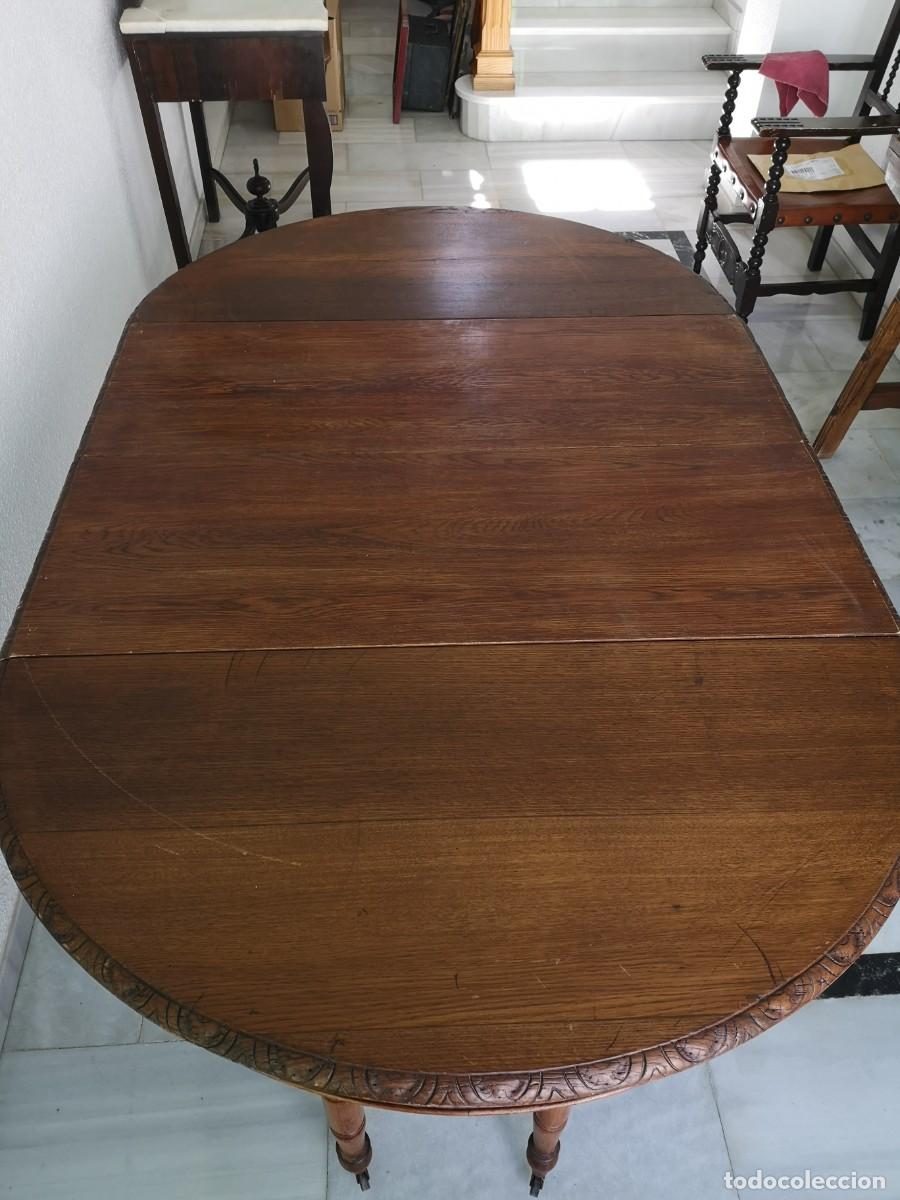 Antig&uuml;edades: Mesa antigua tallada extensible - Foto 5