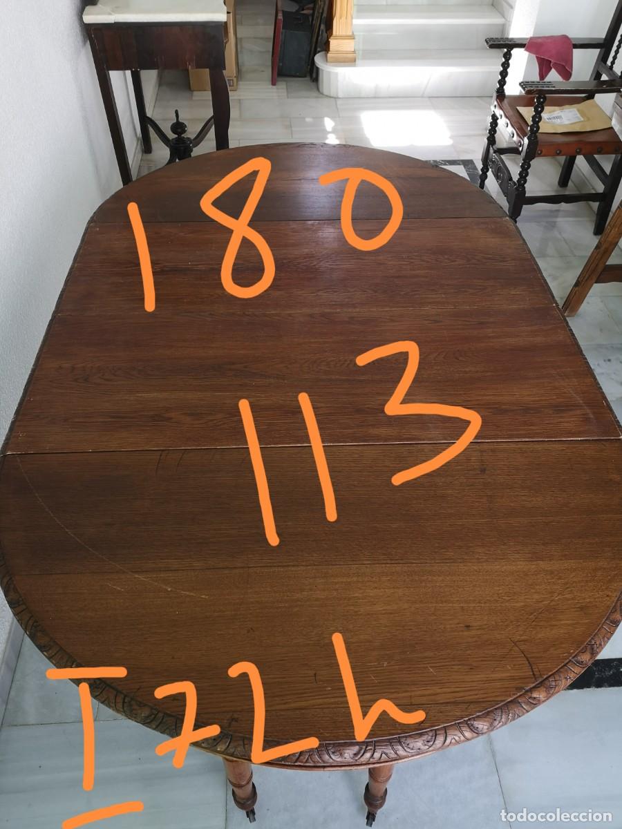 Antig&uuml;edades: Mesa antigua tallada extensible - Foto 8