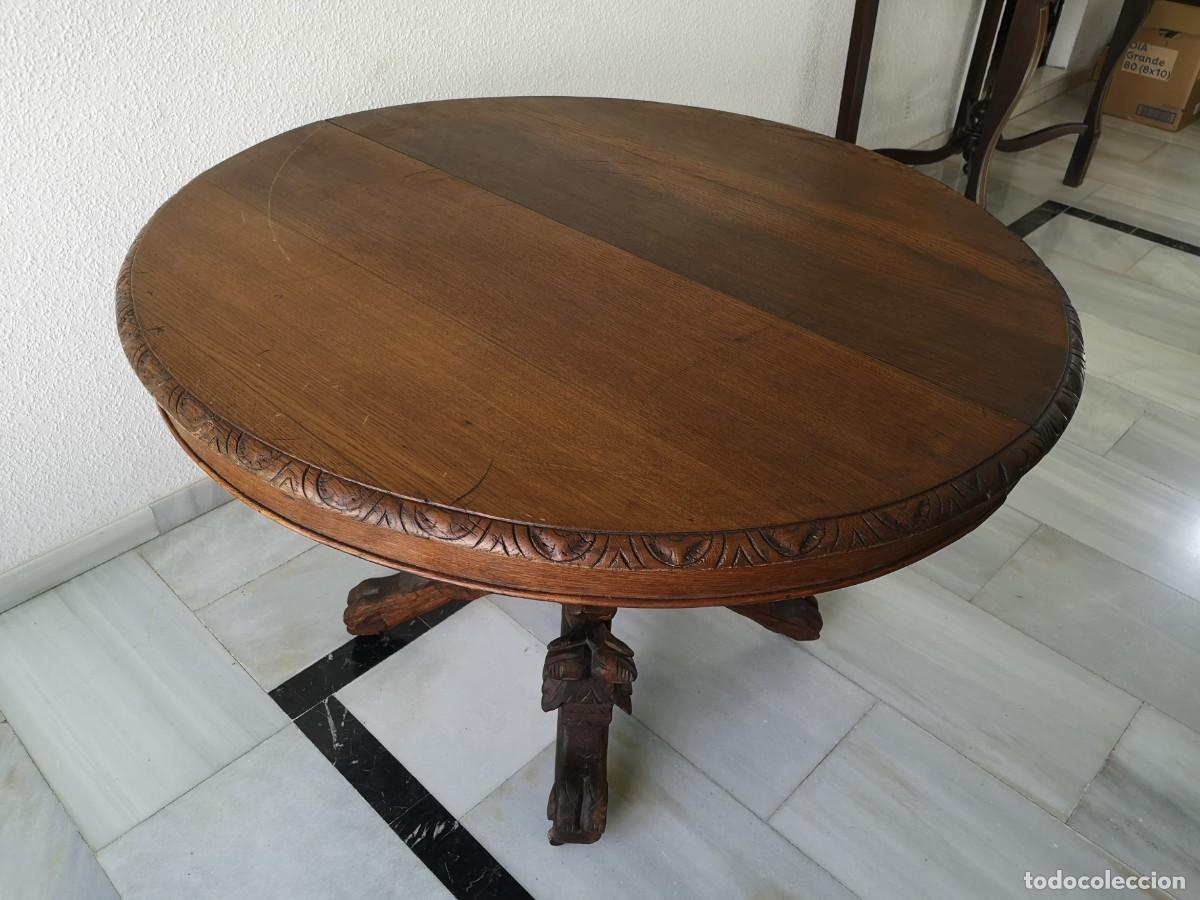 Antig&uuml;edades: Mesa antigua tallada extensible - Foto 9
