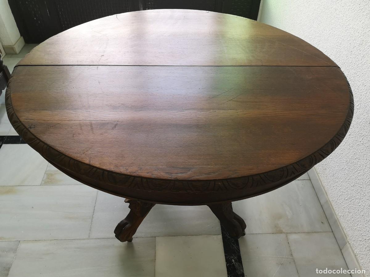 Antig&uuml;edades: Mesa antigua tallada extensible - Foto 17