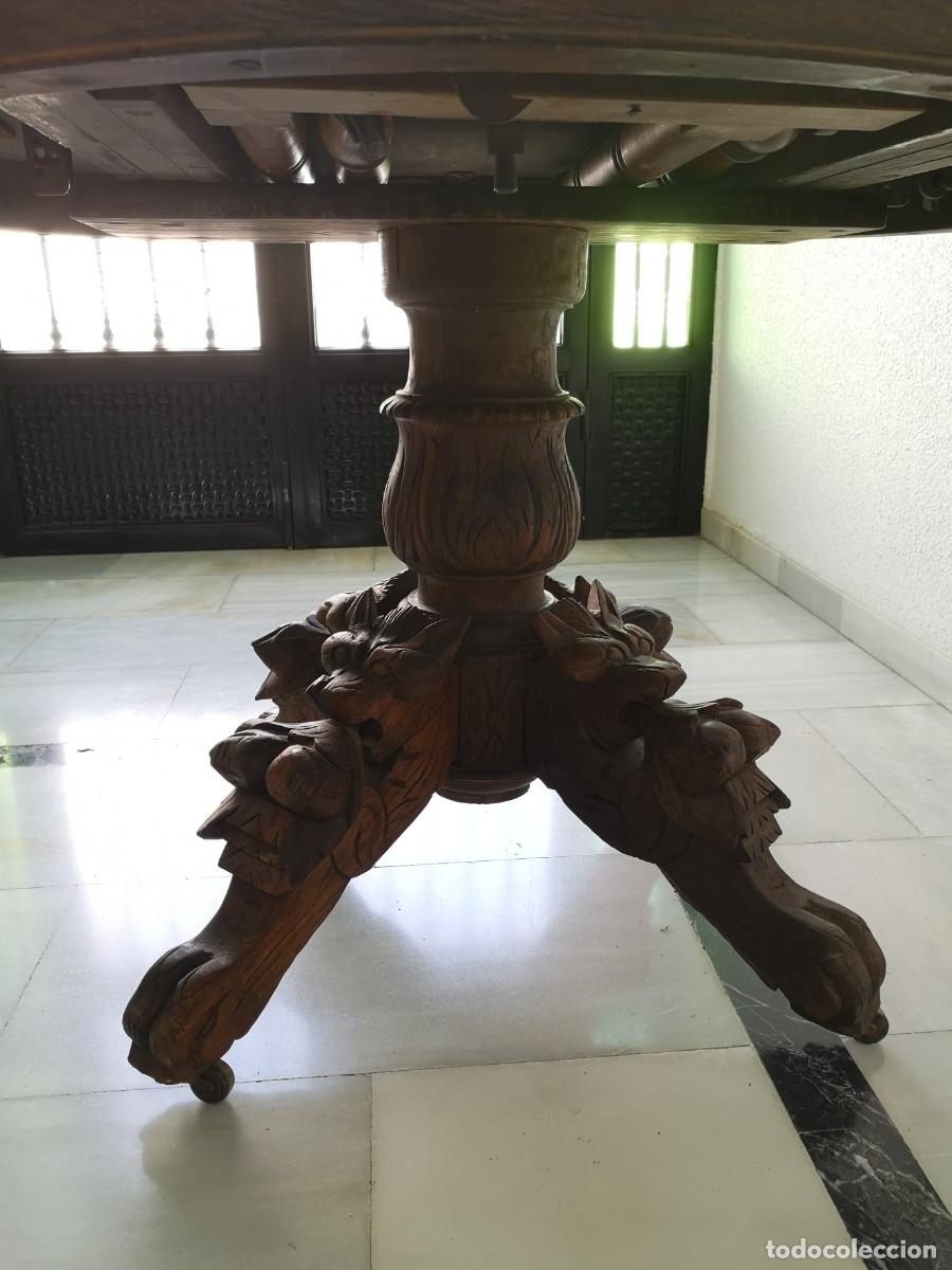 Antig&uuml;edades: Mesa antigua tallada extensible - Foto 18