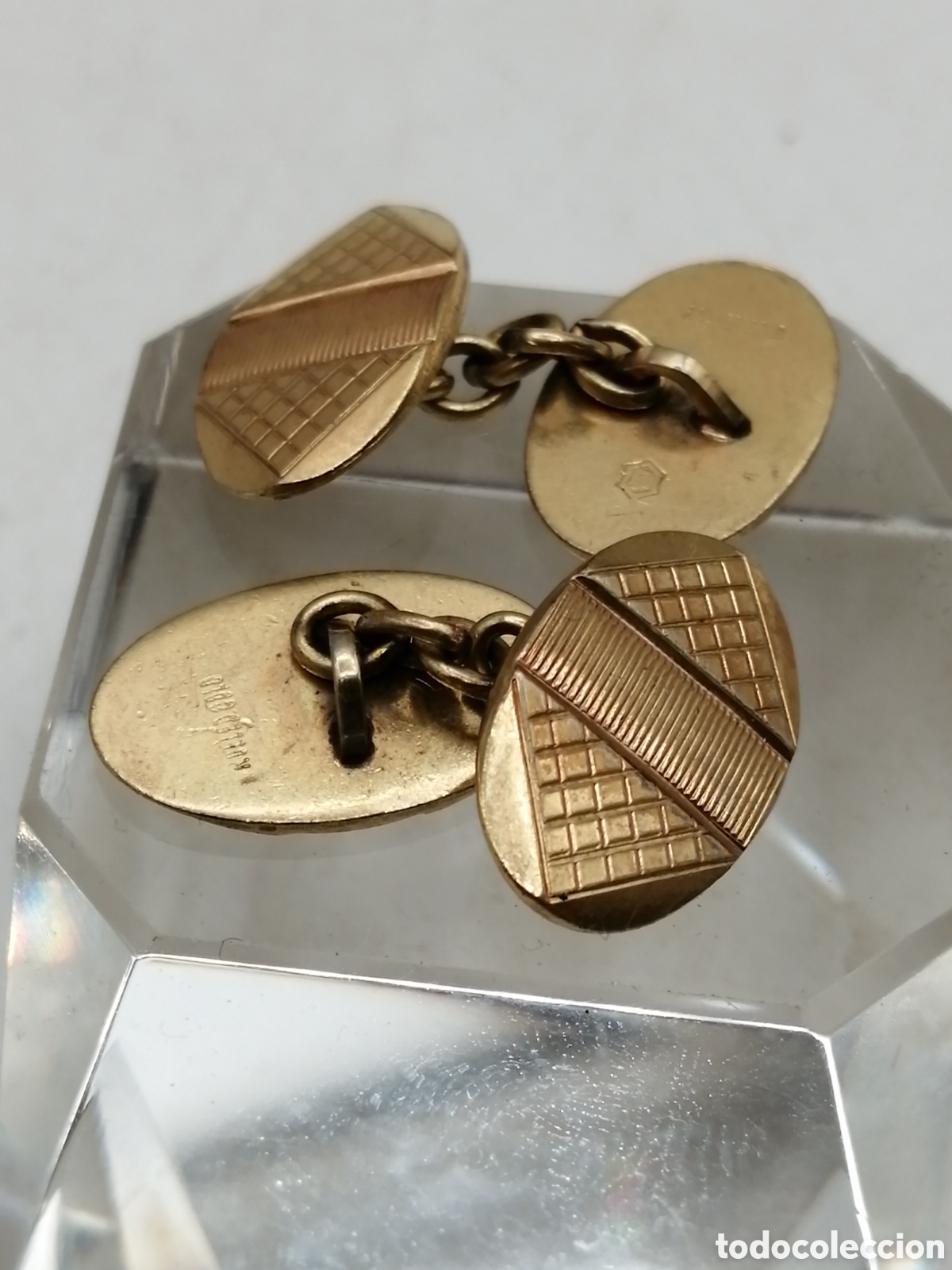 Antig&uuml;edades: Gemelos metal laminado oro - Foto 2