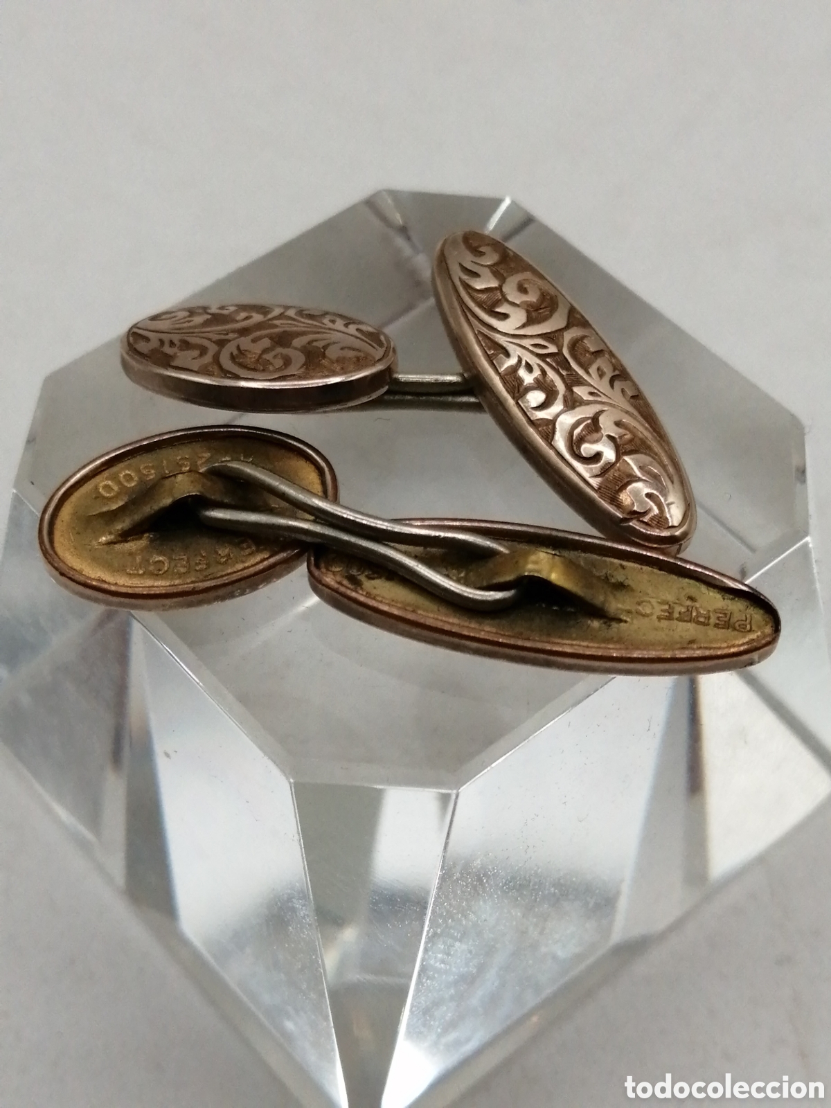 Antig&uuml;edades: Gemelos metal chapado oro - Foto 2