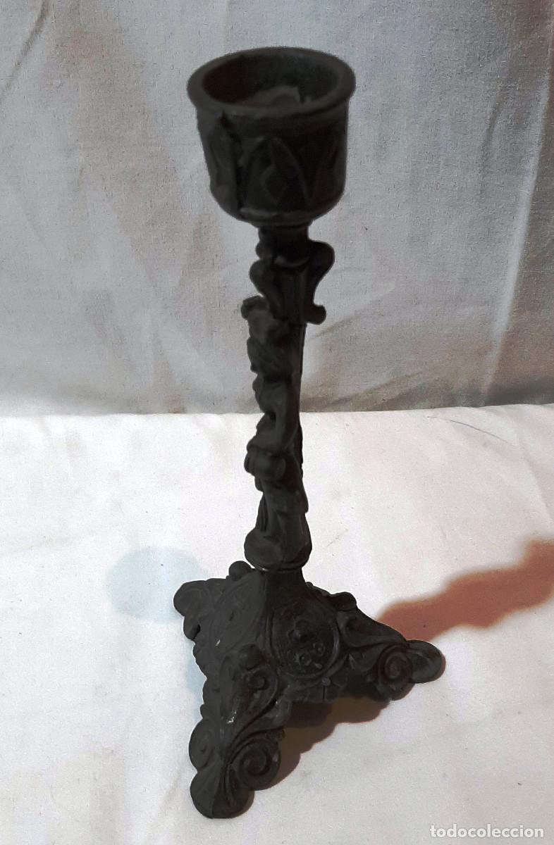 Antig&uuml;edades: Antiguo pweter candlestick franc&eacute;s - Foto 4