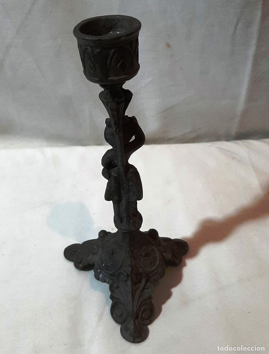 Antig&uuml;edades: Antiguo pweter candlestick franc&eacute;s - Foto 5