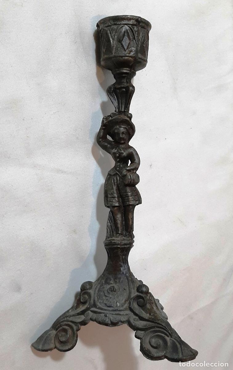 Antig&uuml;edades: Antiguo pweter candlestick franc&eacute;s - Foto 6