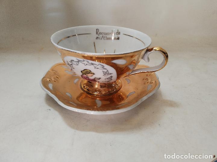 Antig&uuml;edades: taza y plato recuerdo. 1&ordf;comunion - Foto 1