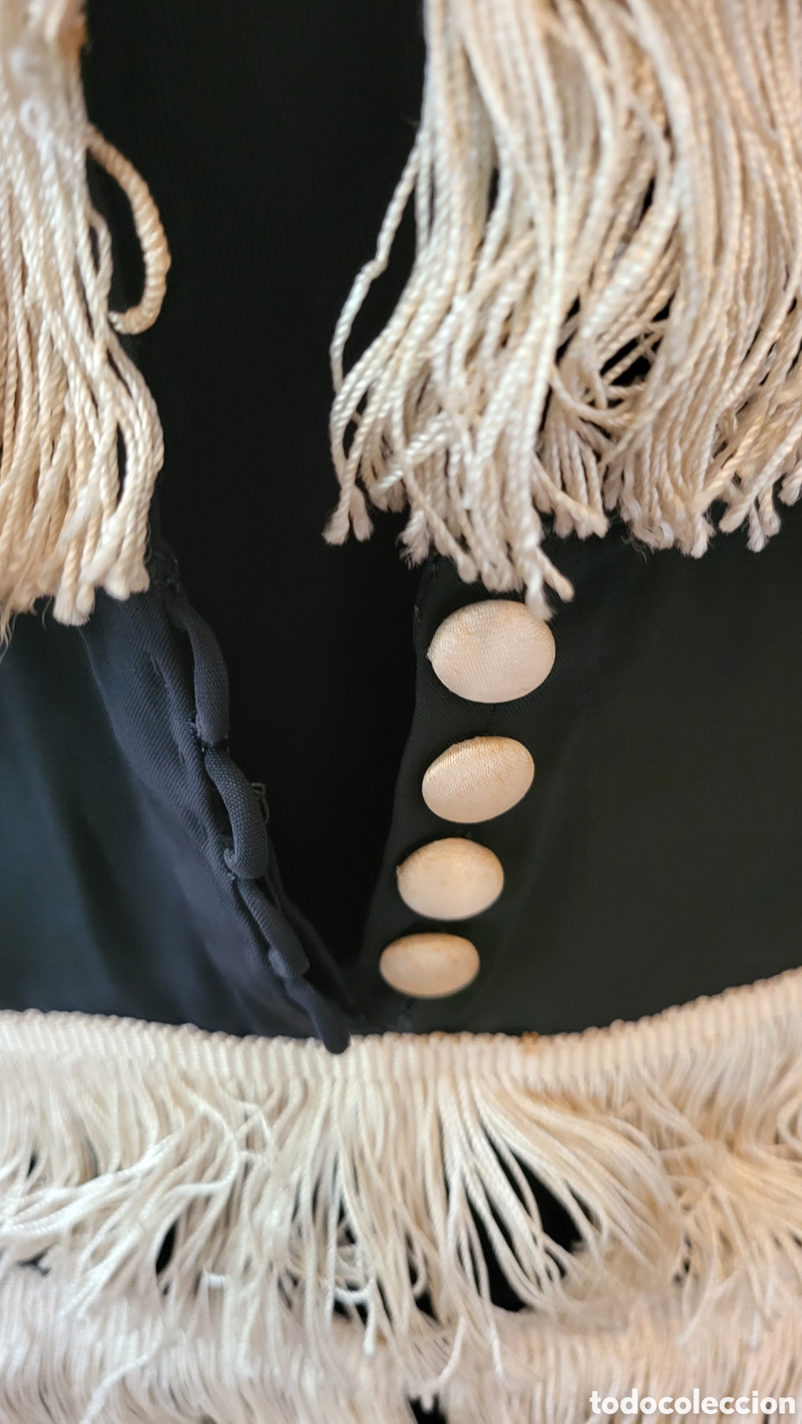 Antig&uuml;edades: ANTIGUO VESTIDO DE SEDA DE RASO Y FLECOS - Foto 11