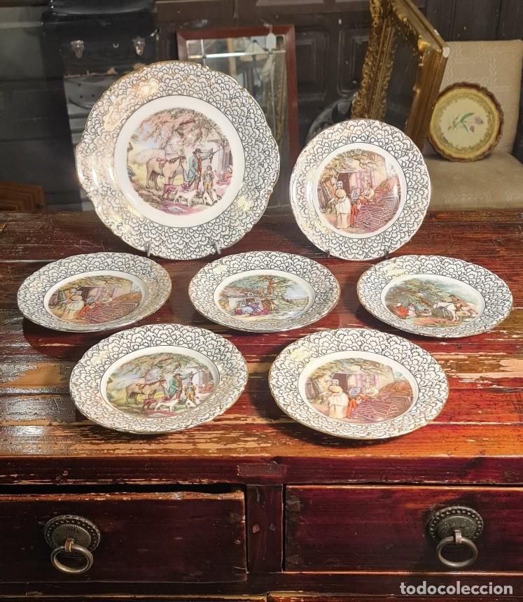 Antig&uuml;edades: Juego de postre de Santa Clara 6 servicios. - Foto 1