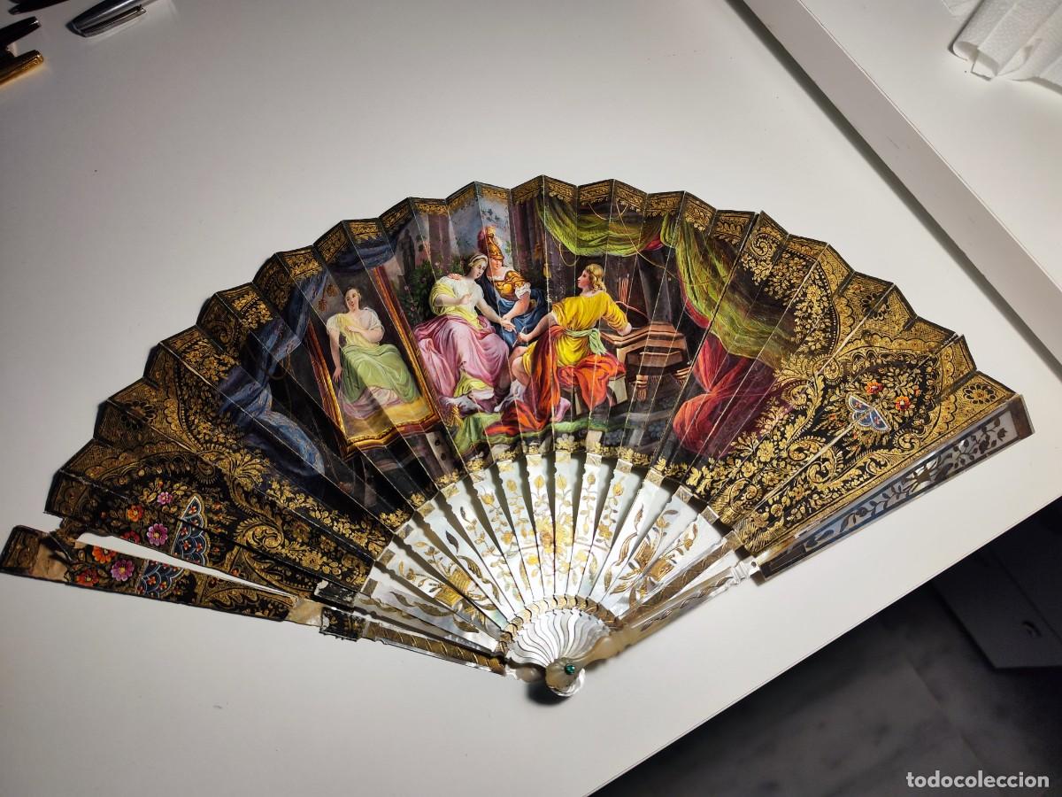 Antig&uuml;edades: Abanico de n&aacute;car con incrustaciones - Foto 6