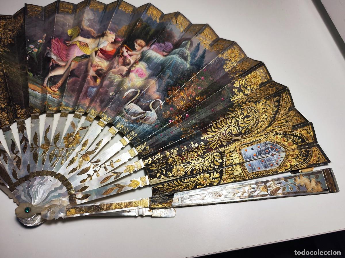 Antig&uuml;edades: Abanico de n&aacute;car con incrustaciones - Foto 8