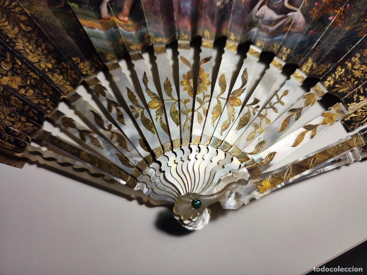 Antig&uuml;edades: Abanico de n&aacute;car con incrustaciones - Foto 10