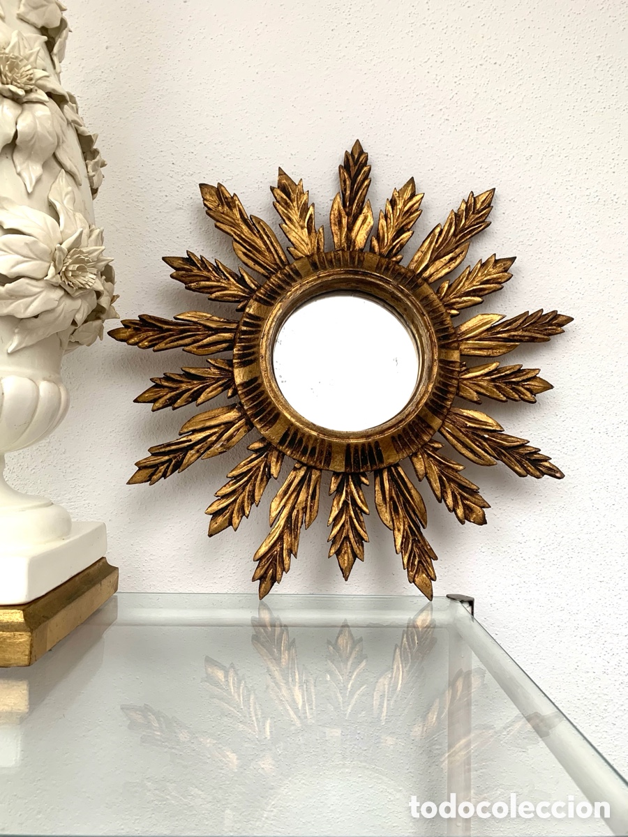 Antig&uuml;edades: ESPEJO SOL DORADO MADERA - Foto 2