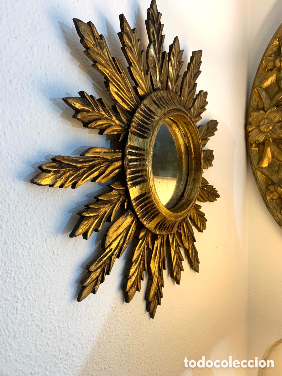 Antig&uuml;edades: ESPEJO SOL DORADO MADERA - Foto 3