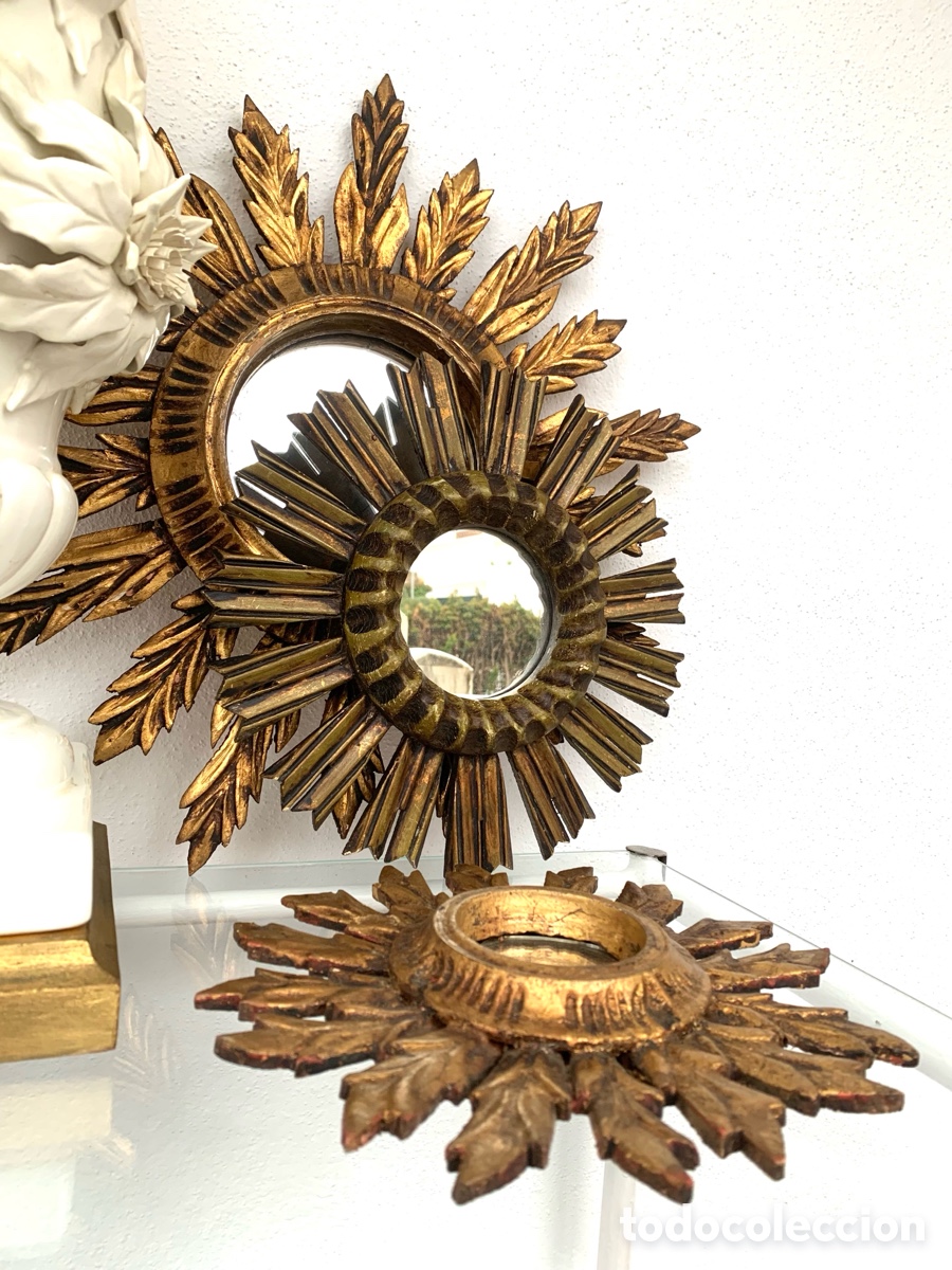 Antig&uuml;edades: ESPEJO SOL DORADO MADERA - Foto 6