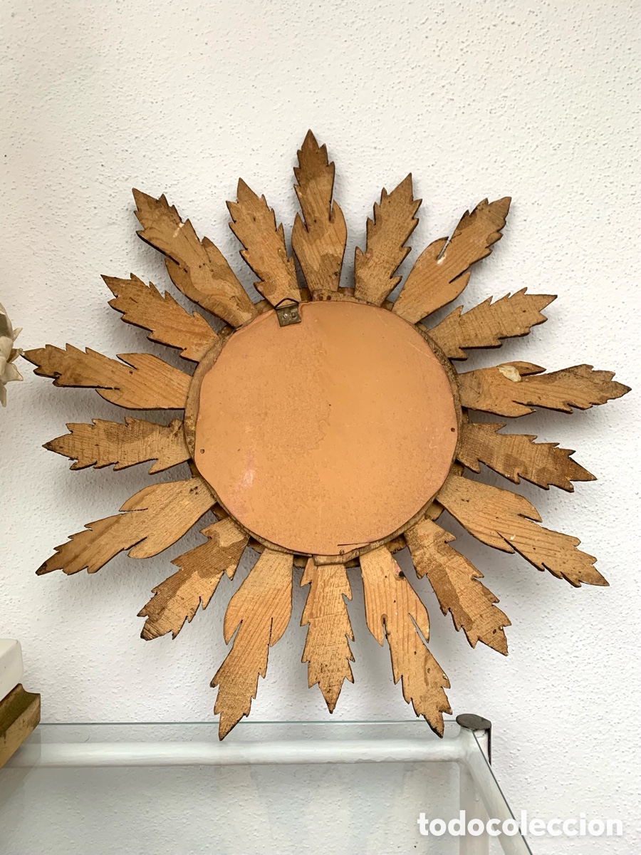 Antig&uuml;edades: ESPEJO SOL DORADO MADERA - Foto 9