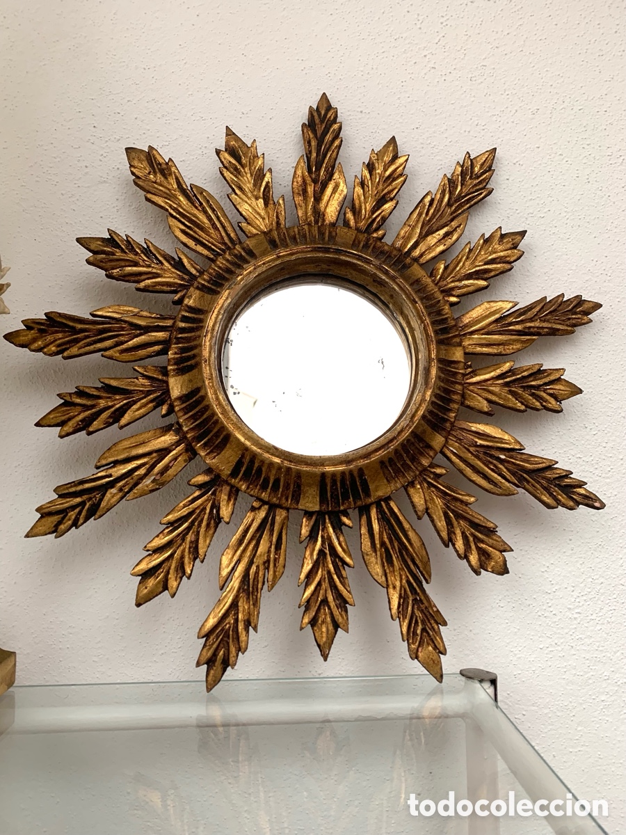 Antig&uuml;edades: ESPEJO SOL DORADO MADERA - Foto 1