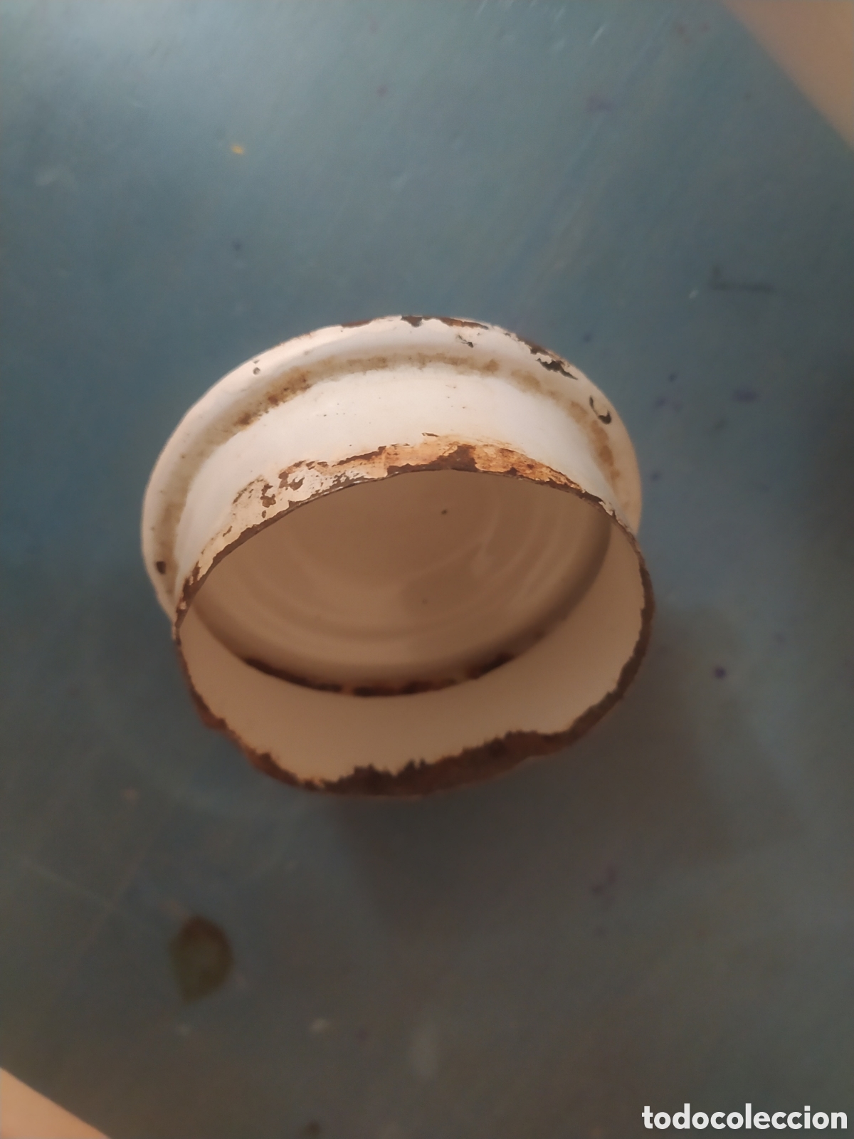 Antig&uuml;edades: LECHERA DE HIERRO ESMALTADO BLANCO - Foto 4