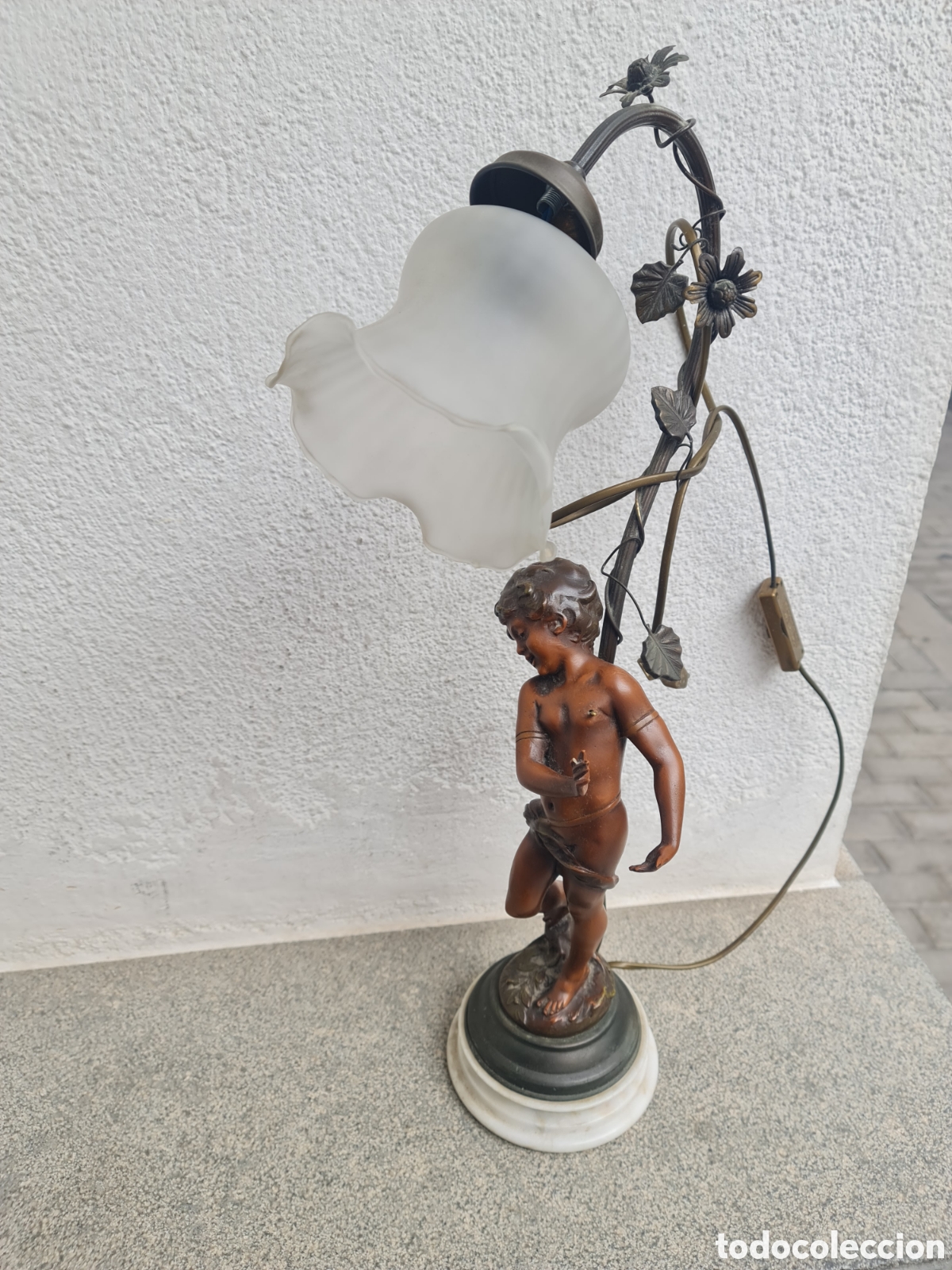 Antig&uuml;edades: L&aacute;mpara querub&iacute;n - Foto 1