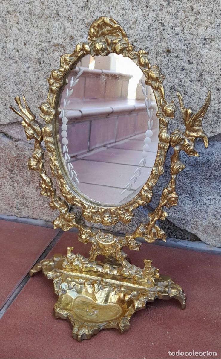 Antig&uuml;edades: ESPEJO DE SOBREMESA DE BRONCE - Foto 1