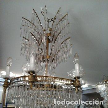 Antig&uuml;edades: Gran l&aacute;marpa de cristal y bronce Estilo Imperio 9 luces - Foto 1