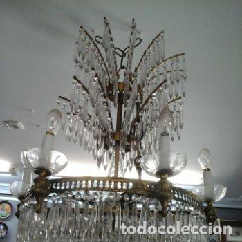 Antig&uuml;edades: Gran l&aacute;marpa de cristal y bronce Estilo Imperio 9 luces - Foto 2