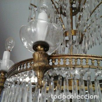 Antig&uuml;edades: Gran l&aacute;marpa de cristal y bronce Estilo Imperio 9 luces - Foto 4
