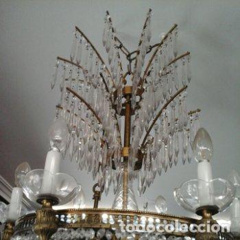 Antig&uuml;edades: Gran l&aacute;marpa de cristal y bronce Estilo Imperio 9 luces - Foto 5