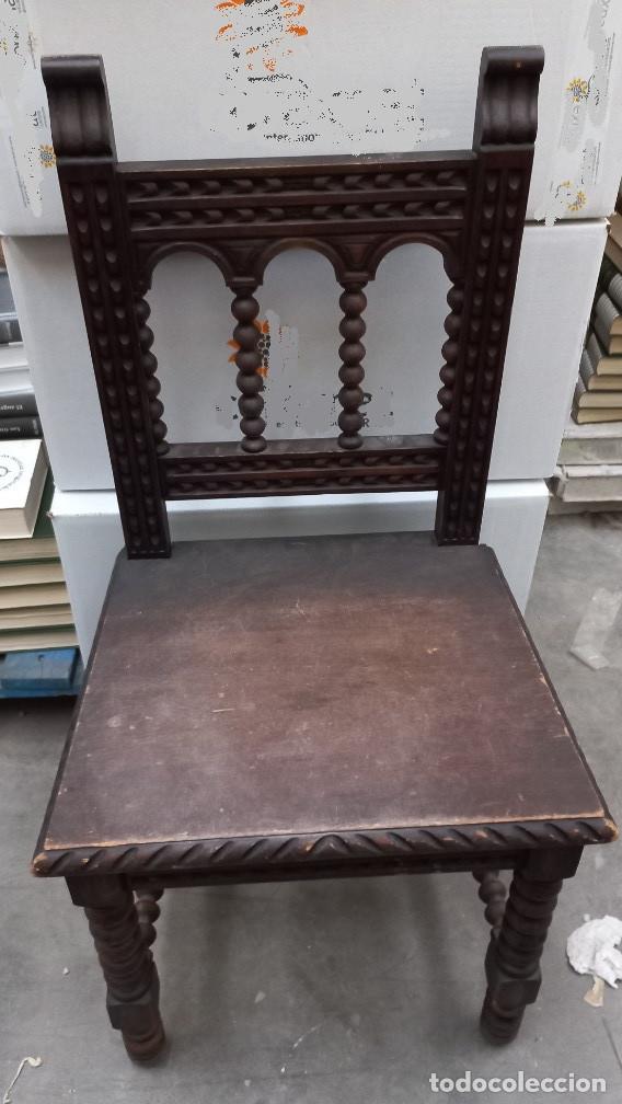 Antig&uuml;edades: SILLA RUSTICA CASTELLANA DE MADERA PESADA - Foto 1