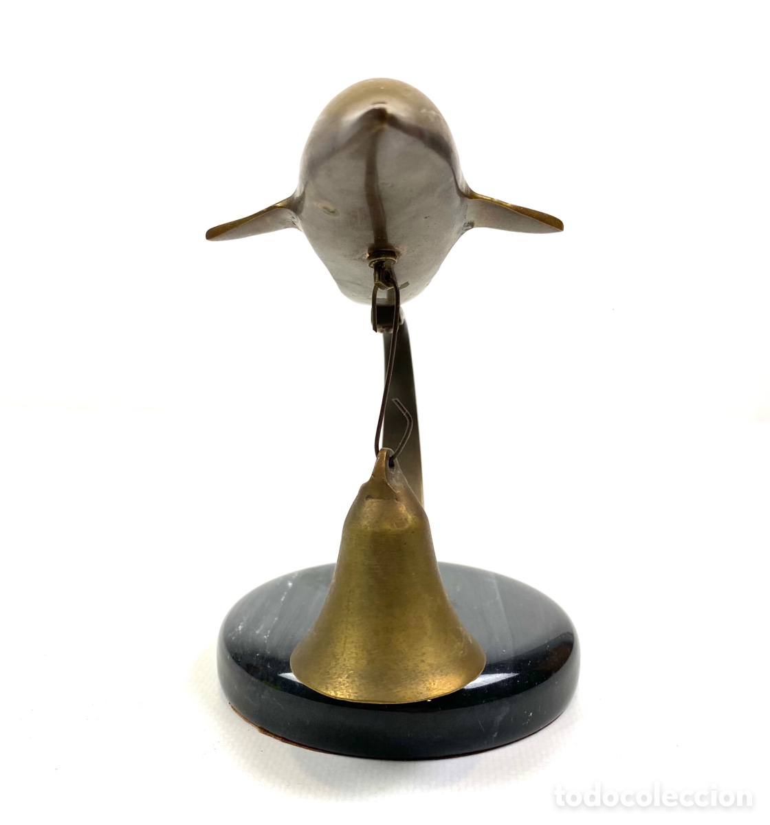 Antig&uuml;edades: DELF&Iacute;N CAMPANA EN BRONCE - BASE M&Aacute;RMOL - Foto 4