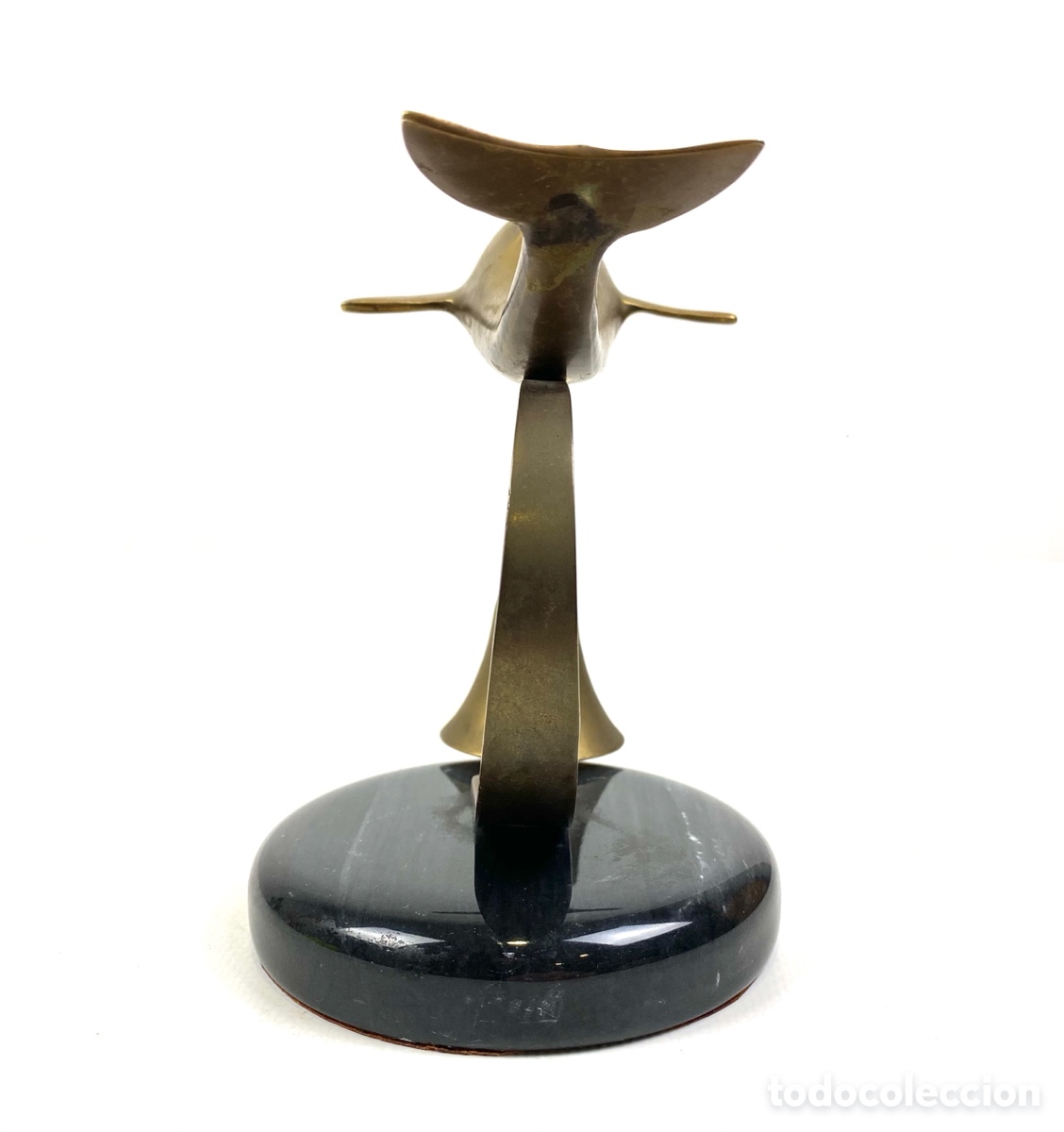 Antig&uuml;edades: DELF&Iacute;N CAMPANA EN BRONCE - BASE M&Aacute;RMOL - Foto 5