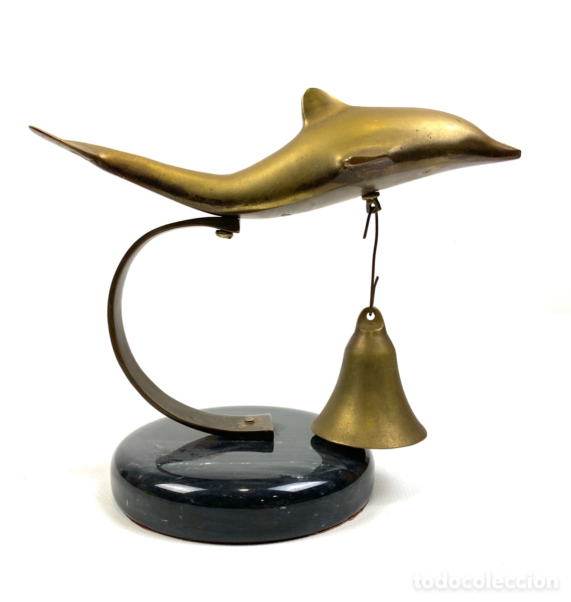 Antig&uuml;edades: DELF&Iacute;N CAMPANA EN BRONCE - BASE M&Aacute;RMOL - Foto 6