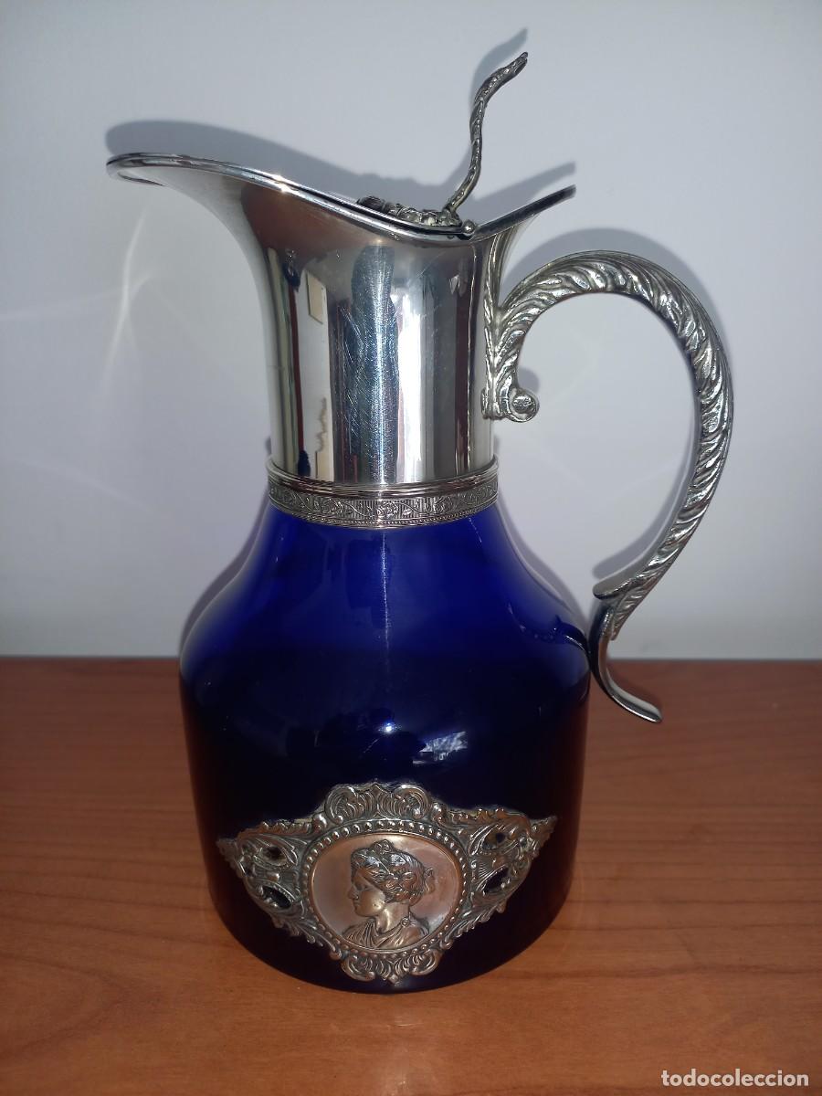 Antig&uuml;edades: JARRA AZUL COBALTO Y PLATA - Foto 1