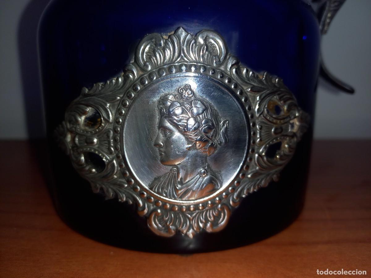 Antig&uuml;edades: JARRA AZUL COBALTO Y PLATA - Foto 2