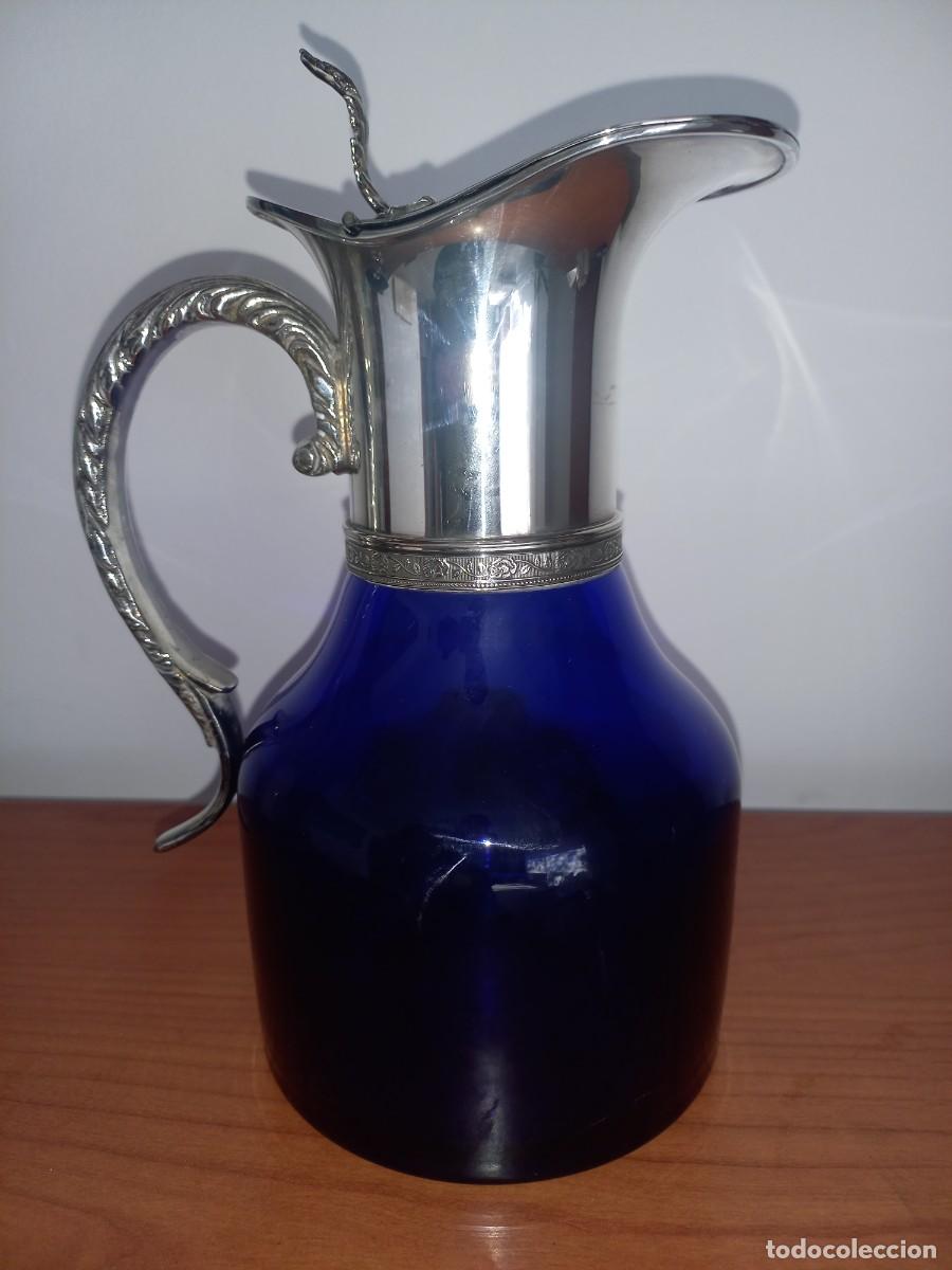 Antig&uuml;edades: JARRA AZUL COBALTO Y PLATA - Foto 4