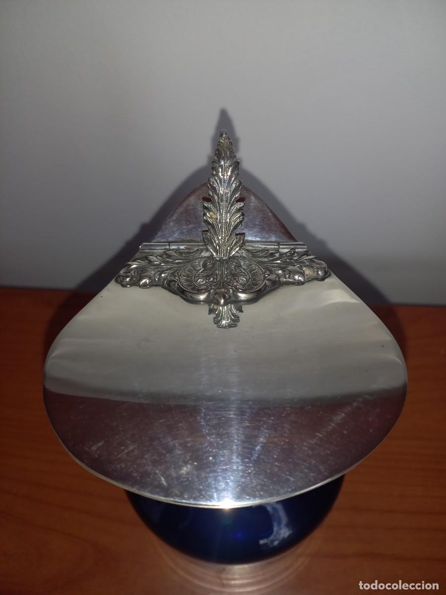 Antig&uuml;edades: JARRA AZUL COBALTO Y PLATA - Foto 8