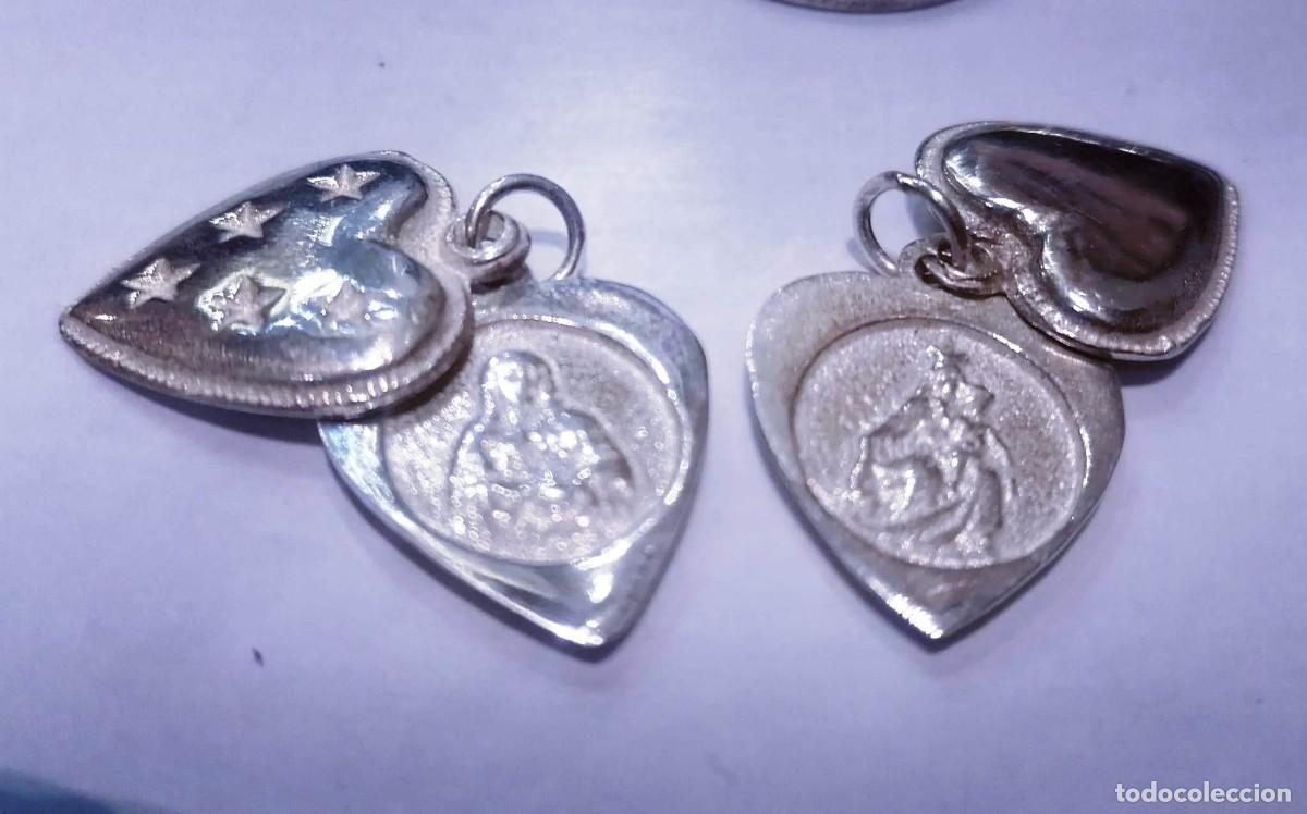 Antig&uuml;edades: escapulario corazon doble en plata de ley macizo 20x16mm. - Foto 1