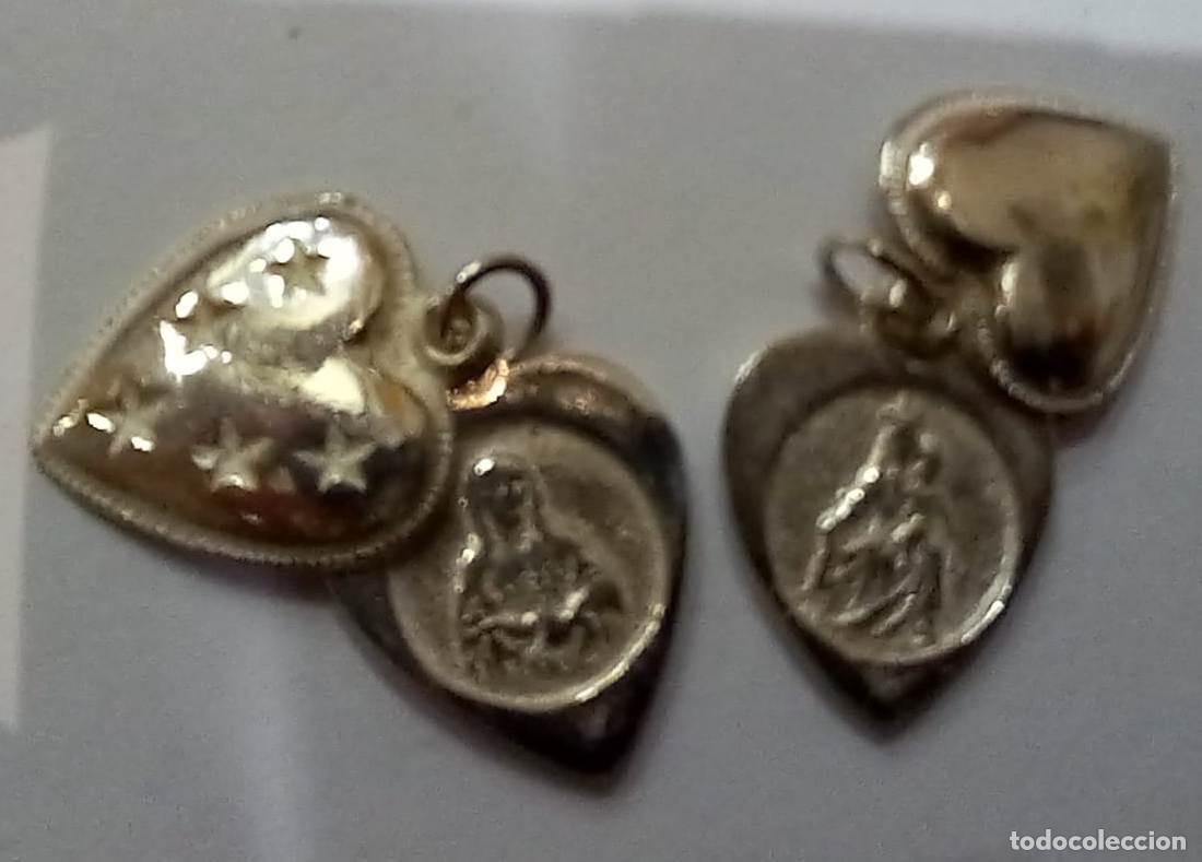 Antig&uuml;edades: escapulario corazon doble en plata de ley macizo 20x16mm. - Foto 2