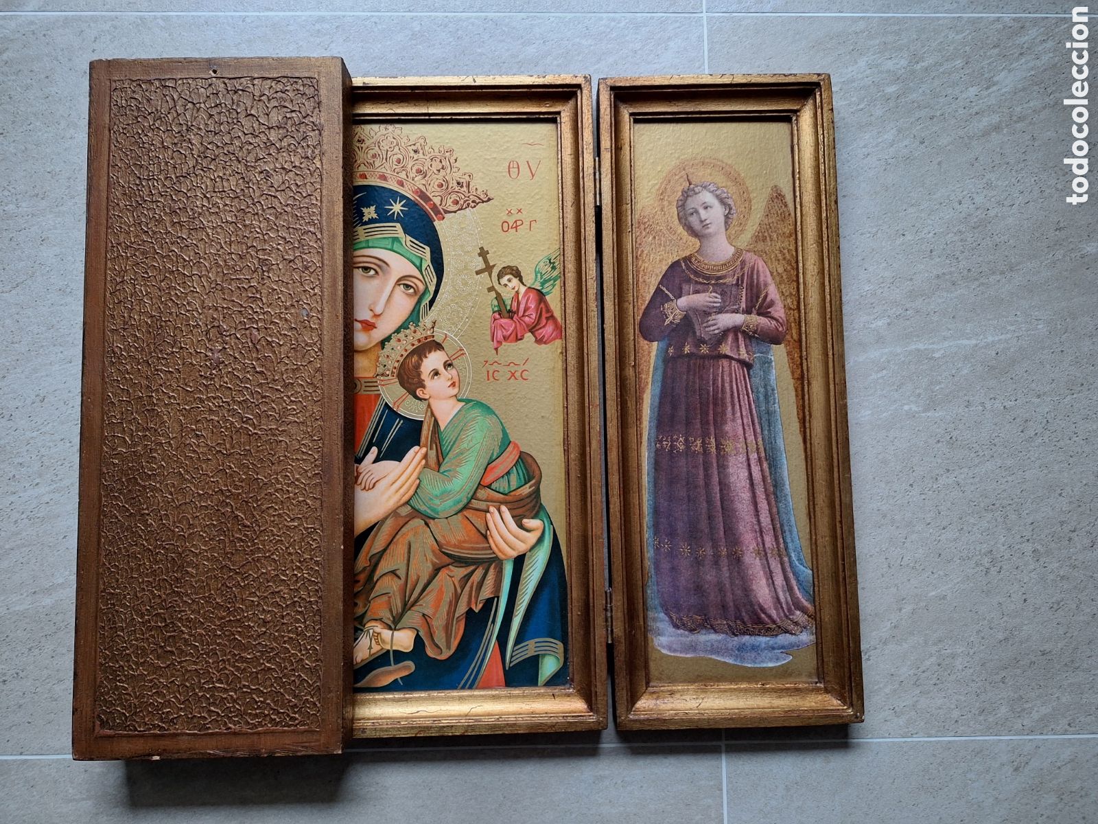 Antig&uuml;edades: Tr&iacute;ptico en madera. Virgen del Perpetuo Socorro Coronada - Foto 5