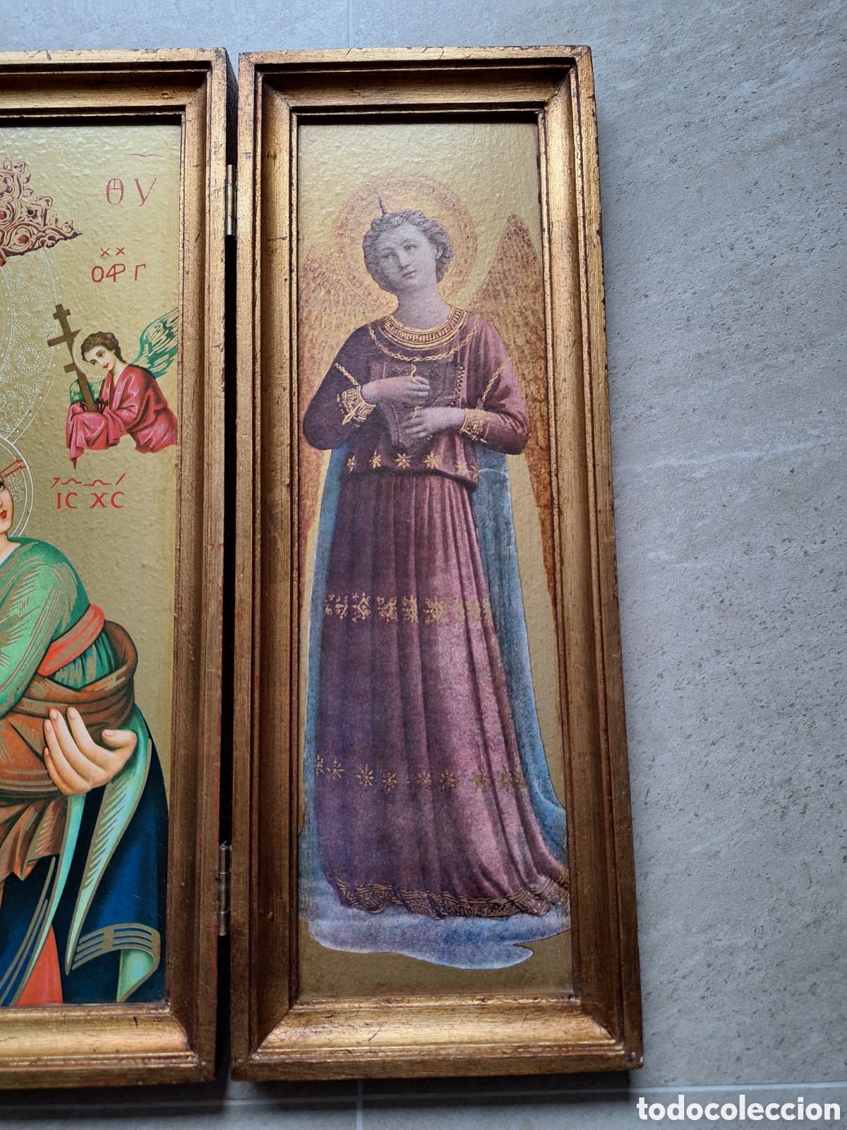 Antig&uuml;edades: Tr&iacute;ptico en madera. Virgen del Perpetuo Socorro Coronada - Foto 3