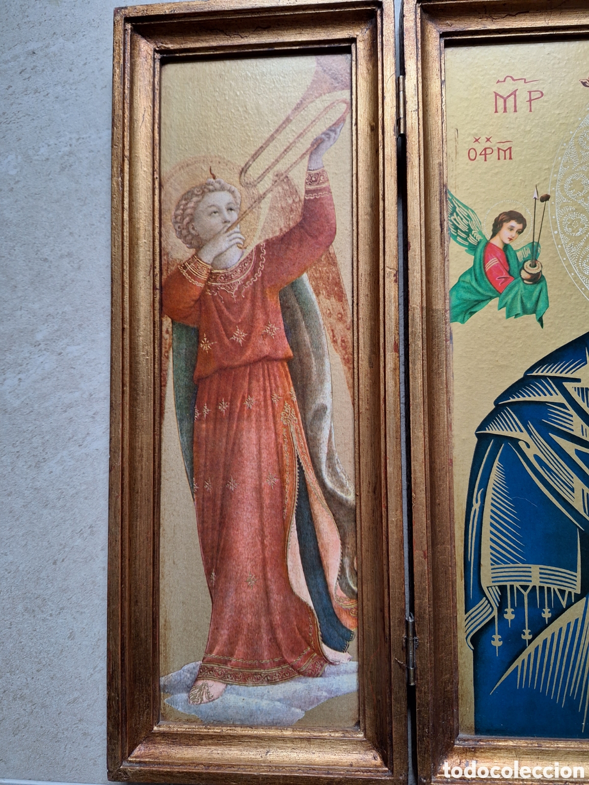 Antig&uuml;edades: Tr&iacute;ptico en madera. Virgen del Perpetuo Socorro Coronada - Foto 4
