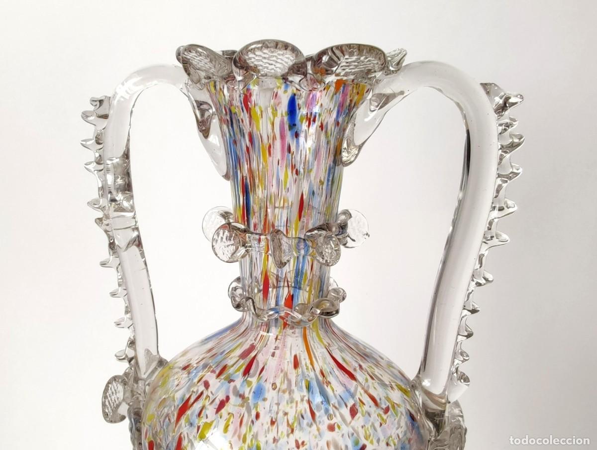 Antig&uuml;edades: ANFORA DE VIDRIO SALPICADA DE COLORES - Foto 4