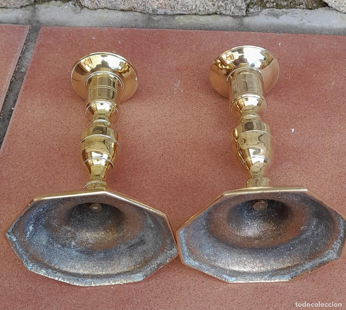 Antig&uuml;edades: 2 FIN&Iacute;SIMOS CANDELABROS DE BRONCE - Foto 5