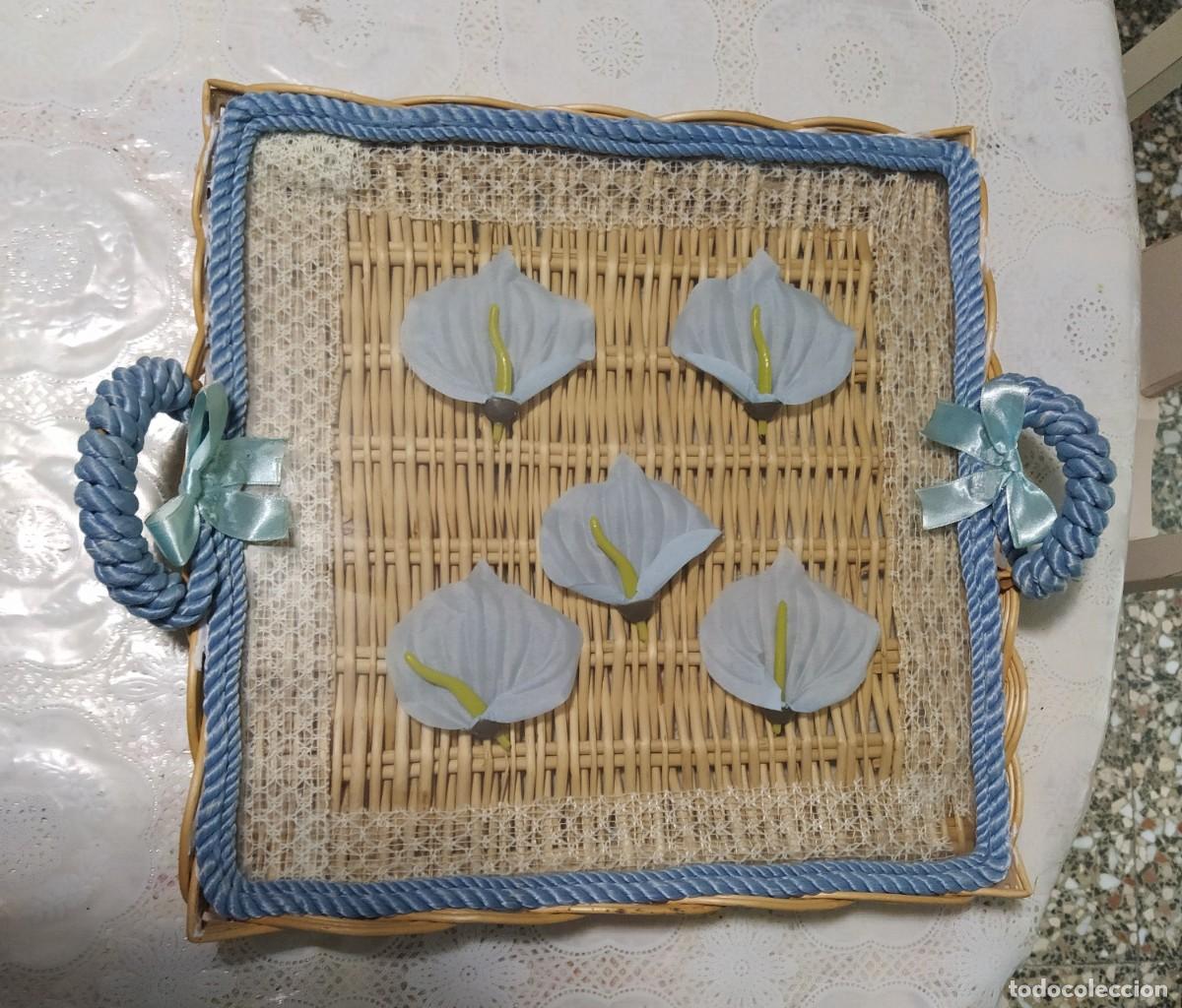 Antig&uuml;edades: Bandeja mimbre cristal - Foto 1